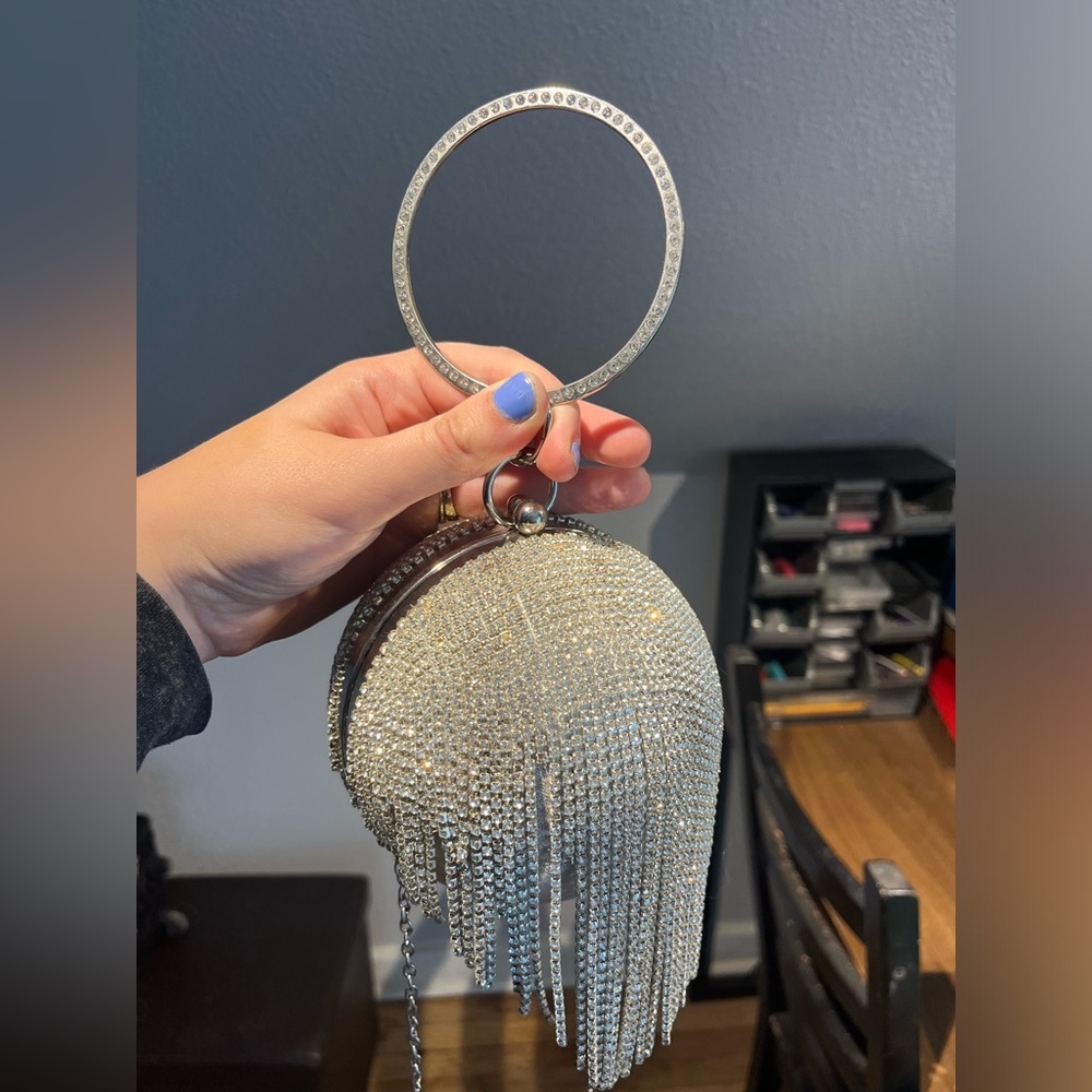 Bridal Silver Evening Wristlet / Clutch Bag